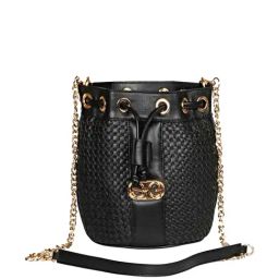 Saint G Black Textured Medium Bucket Bag-30