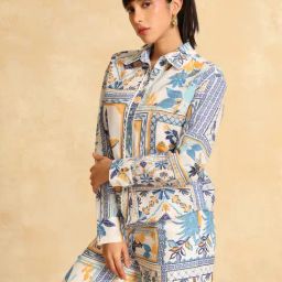 Kazo White Printed Casual Shirt-image-98