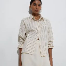 Wardrobe by Westside Off-White Striped Cotton Shirt-image-133