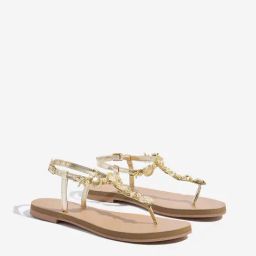 LUNA BLU by Westside Gold Shell Detailed Thong-Strap Sandals-image-62