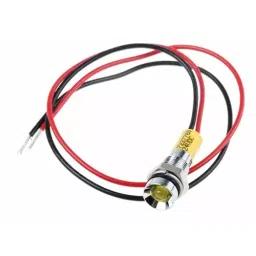 RS PRO Yellow Panel Mount Indicator 24V DC, Mounting Hole Size 6 mm, Termination Type Lead Wires, IP Rating IP67, Model No 7227760-6