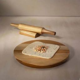 ellementry Natural Teak Wood Chakla Set - Set of 1-35