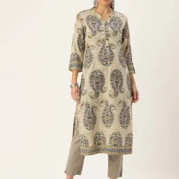 Amukti Beige Printed A Line Kurta-picture-41
