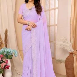 FABMORA Purple Embellished Saree With Unstitched Blouse-image-96