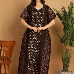 Secret Wish Brown Cotton Printed Kaftan-image-72