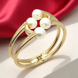 OOMPH Gold Pearl Studded Cuffs Bracelet-37