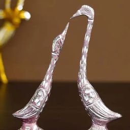 eCraftIndia 7 Inch Pink Kissing Swan Couple Handcrafted Decorative Figurine-image-6