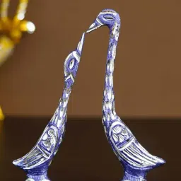 eCraftIndia 7 Inch Blue Kissing Swan Couple Handcrafted Decorative Figurine-18