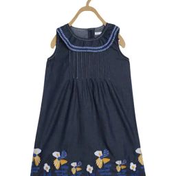 Elle Kids Indigo Cotton Patch Work Dress-image-7