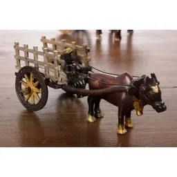 eCraftIndia Brass Antique Finish Open Bullock Cart-image-13