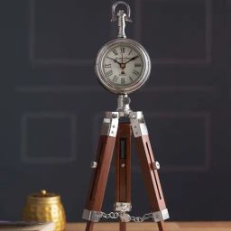 Aapno Rajasthan Brown & Transparent Wooden Adjustable Tripod Style Table Clock-image-34