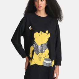 Kazo Winnie The Pooh Disney Printed Sequin Sweat Dress-image-4