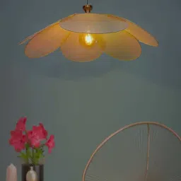 Fos Lighting Burlap Beige Steel Flower Petal Pendant Hanging Light - Set of 1-image-46
