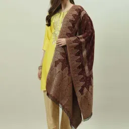 Biba Maroon Woven Pattern Stole-picture-26