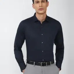 Van Heusen Navy Cotton Regular Fit Printed Shirt-image-26