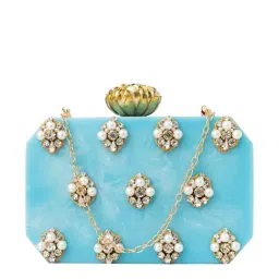 NR by Nidhi Rathi Blue Metal Clutch-53