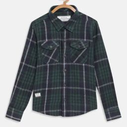 Octave Kids Green Checks Full Sleeves Shirt-image-45