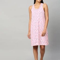 Chemistry Pink Cotton Printed Night Dress-picture-33