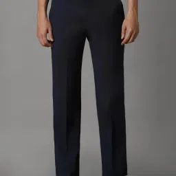Louis Philippe Navy Slim Fit Self Pattern Trousers-image-94