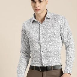 Hancock White & Black Cotton Slim Fit Printed Shirt-image-30