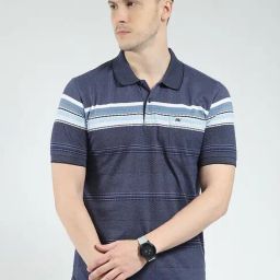 Monte Carlo Blue Regular Fit Striped T-Shirt-picture-34