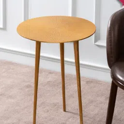 Nestroots Printed Gold Aluminium Side Table - Set of 2-image-20