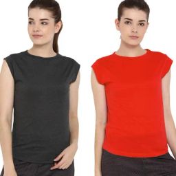 Appulse Charcoal & Red Cotton T-Shirt - Pack of 2-image-25