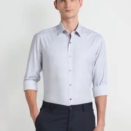 Arrow Newyork Grey Cotton Slim Fit Striped Shirt-image-85