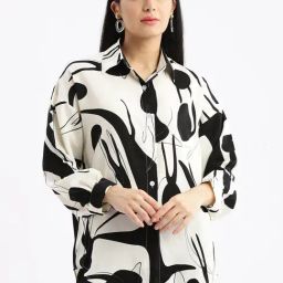 SHOWOFF Cream Printed Oversized Shirt-image-40