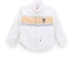 U.S. Polo Assn. Kids White Striped Full Sleeves Shirt-picture-1