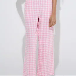 Superstar by Westside Pink Checks High-Rise Cotton-Blend Lounge Pants-image-81