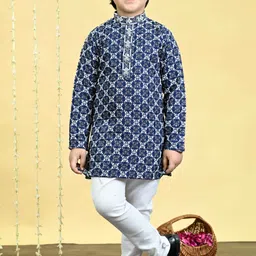 BT DEZINES Boys Embroidered Regular Sequinned Kurta with Pyjamas-52