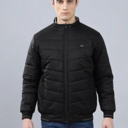Cantabil Black Nylon Regular Fit Reversible Jacket-image-87
