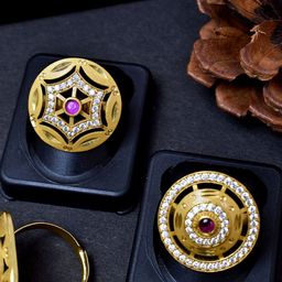 MEIRA JEWELLERY Set Of 2 Gold-Plated American Diamond Studded Adjustable Finger Rings-picture-49