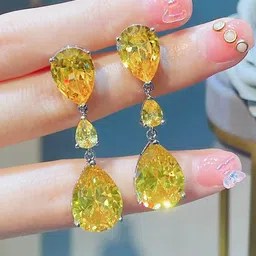 Jewels Galaxy Silver-Plated American Diamond Studded Teardrop Shaped Drop Earrings-70