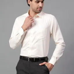 Cantabil Yellow Cotton Regular Fit Self Pattern Shirt-image-10