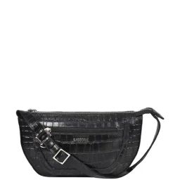 SASSORA Eefa Black Textured Medium Sling Handbag-10