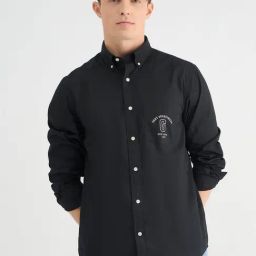 Gant Mens Black Button Down Collar Full Sleeve Solid Shirt-image-76