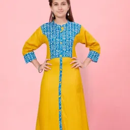 Aarika Kids Blue & Yellow Printed Kurti-image-93