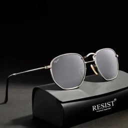 Resist Eyewear Silver Hexagon Unisex Sunglasses-image-9