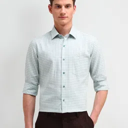 Arrow Men Manhattan Spread Collar Checked Cotton Slim Fit Formal Shirt-picture-37