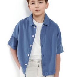 RARE ONES Boys Textured Spread Collar Cotton Casual Shirt-image-79
