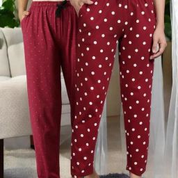 Kryptic Maroon & Maroon Cotton Relaxed Fit Printed Lounge Pant - Pack of 2-image-66