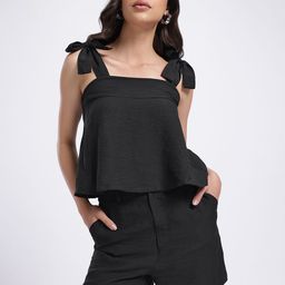 glitchez Smocking Tales Tie-Up Detail Shoulder Straps A-Line Top with Shorts-image-94