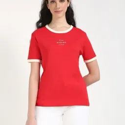 Tommy Hilfiger Red Cotton Regular Fit T-Shirt-picture-10