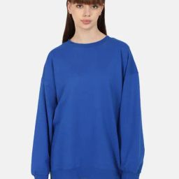 Bene Kleed Blue Cotton Relaxed Fit Oversized Sweatshirt-image-65