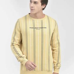 Crimsoune Club Yellow Slim Fit Striped Sweatshirt-11