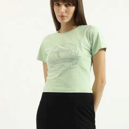 United Colors Of Benetton Light Green Regular Fit Printed T-Shirt-picture-3