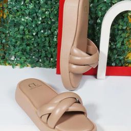 Carlton London Women's Beige Cross Strap Sandals-image-72