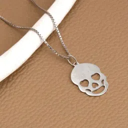 GIVA 925 Silver Love Skull Pendant with Box Chain for Men-image-11